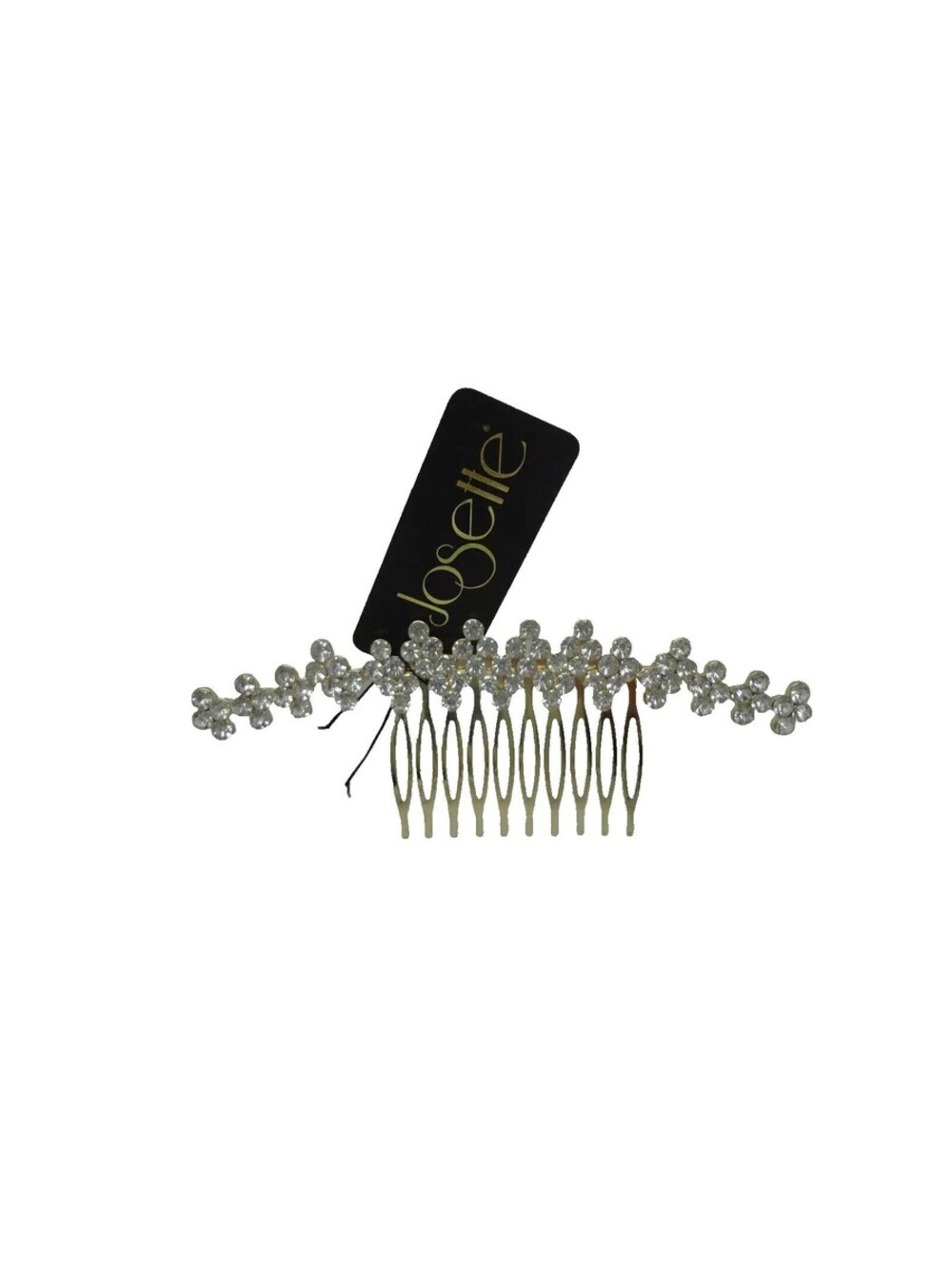 Josette Gold Tone Metal Side Hair Comb with white Crystal Rhinestones  *New*